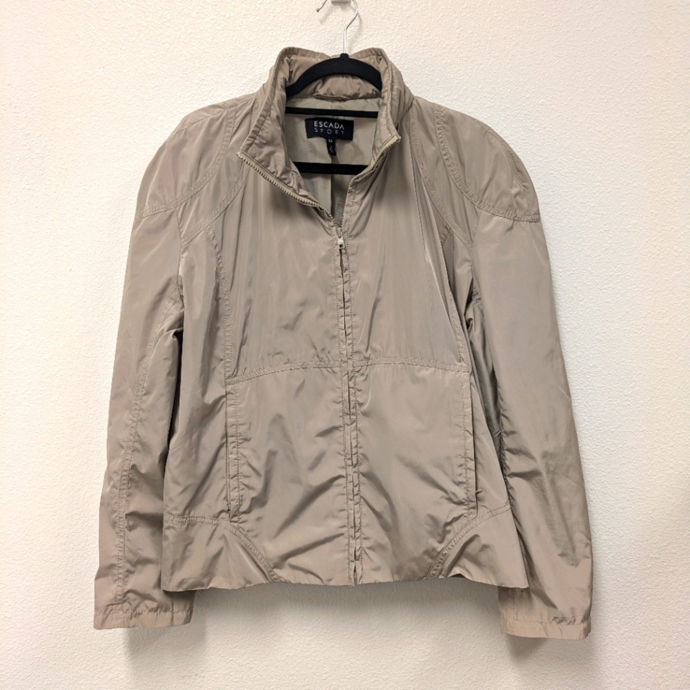Escada Sport Women's Gray/Beige Windbreaker Jacket sz 46/XL Outdoor Chic